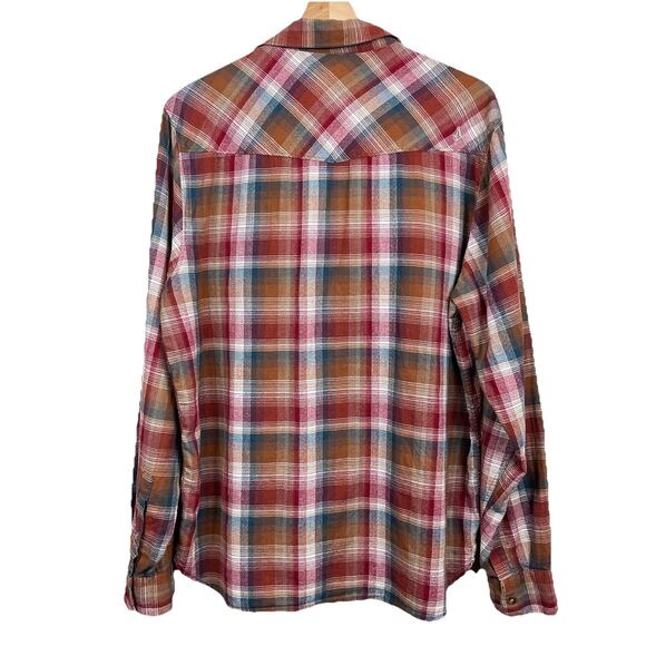 Volcom Shirt Mens Large Red Browning Sleeve Plaid Classic Fit Lumberjack Skater - Picture 2 of 11